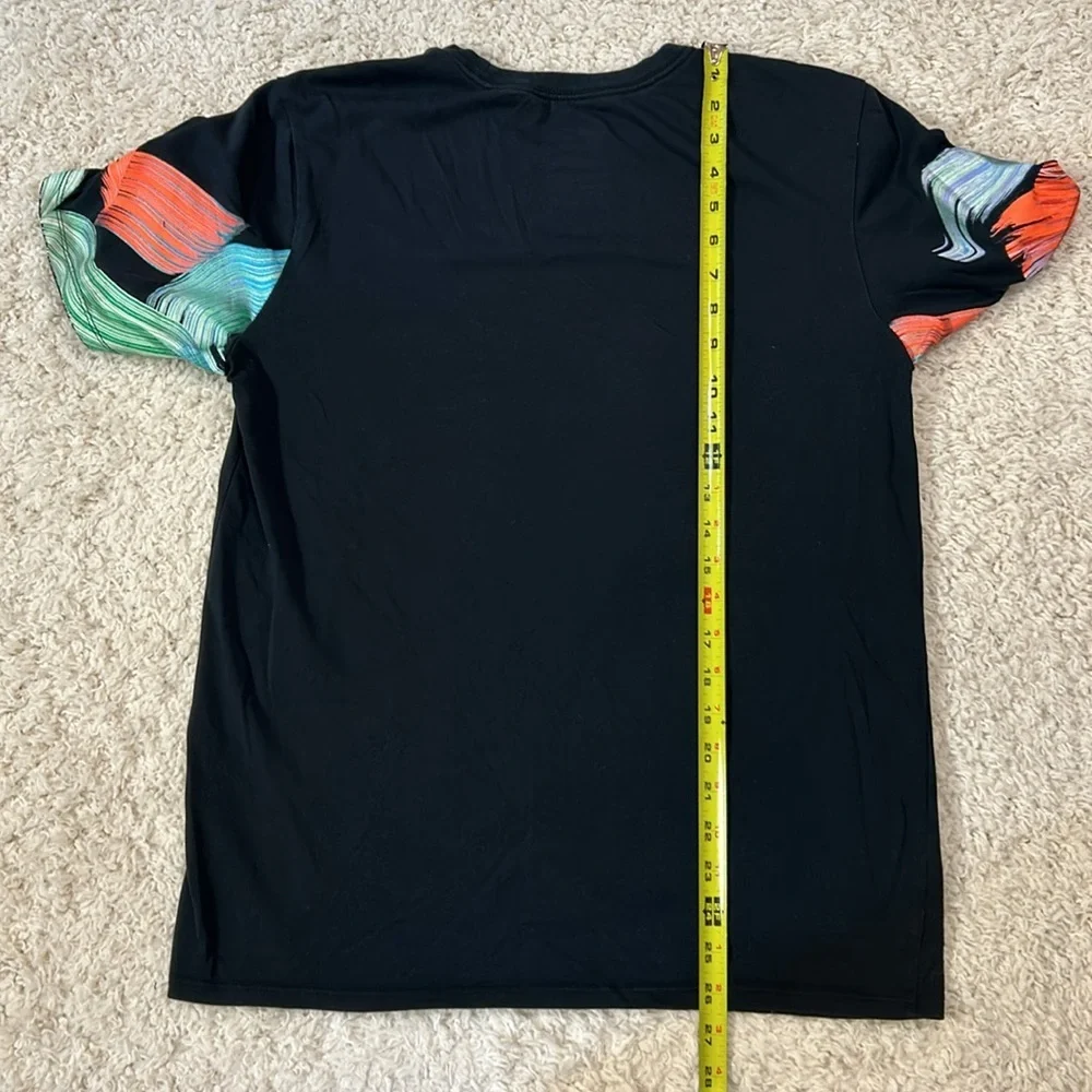 NIKE M LeBron James black shirt  with orange emblem and with bright sleeves